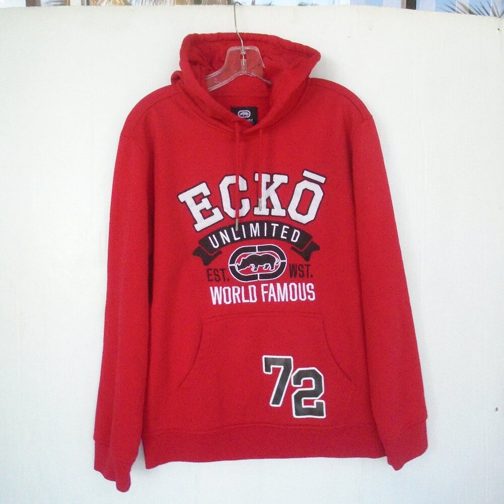 Ecko Unlimitd World Famous Hoodie Y2K Classic Logo Mens Size M Red